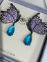 Earrings, Butterfly Angel Wings Cubic Zirconia Crystals Statement 