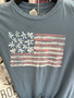 American Flag 250th 0th Anniversary T-Shirt, Washed Vintage Blue July 4th