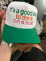 Baseball Trucker Cap, It’s A Good Day To Drink On A Boat Green Bill