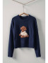 Sweater Puppy Dog Whimsical Navy 3D Fuzzy  Sweater Puppy Dog Whimsical Navy 3D Fuzzy