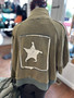 Jacket Olive Green French Terry 2 Pockets Zip Up Star