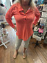 LuLu B Tunic Top 5 Button Tie Neck 
