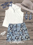 LuLu B Beachtime Skort Phone Pocket On Shorts 2 Outer Pockets Navy Flower