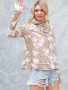 Hoodie With Thumbholes Taupe Floral 