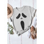 T-Shirt Scream Skull Face Washed Grey Halloween Scary