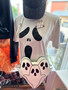 T-Shirt Scream Skull Face Washed Grey Halloween Scary