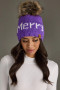 Beanie Hat w/Pom Fleece Lined by Panache Purple Merry Christmas 