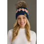 Beanie Hat w/Pom Fleece Lined by Panache Navy Orange