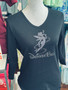 Top 3/4 Sleeve Rhinestone Drinkerbell Black Top 3/4 Sleeve Rhinestone Drinkerbell Black