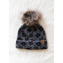 Beanie w/ Pom Grey Flower by Panache Fleece Lined