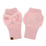 Gloves CC Fingerless w/ Faux Fur Bow Blush Pink