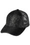 Baseball Trucker Cap Ponytail Glitter Black Criss Cross Baseball Trucker Cap Ponytail Glitter Black Criss Cross