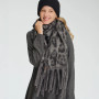 Scarf Winter CC Leopard Print Grey Black  Scarf Winter CC Leopard Print Grey Black