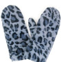 Mittens Faux Fur Leopard Grey