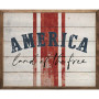 Wooden Sign Land Of The Free Americana Stripe 