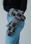 Mittens Fleece Lined Skull Grey