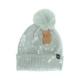 Beanie Pom Fleece Lined Sequins Mint Winter Hat