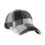 Baseball Cap Sherpa Buffalo Plaid Grey Black