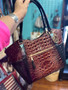 MKF Purse Cognac Brown Black Shoulder Tote Detachable Strap 
