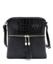 Purse Crossbody Ostrich Crocodile Pattern Adjustable Strap Black Purse Crossbody Ostrich Crocodile Pattern Adjustable Strap Black