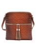 Purse Crossbody Ostrich Crocodile Adjustable Strap Tan Purse Crossbody Ostrich Crocodile Adjustable Strap Tan