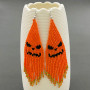 Earrings Halloween Jack O Lantern Pumpkin Glass Beads Orange