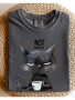 T-Shirt Black Cat Coffee Cup Funny Not Today