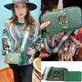 Purse Crocodile Embossed 2 Piece Set Green Guitar Strap