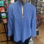 LuLu B Pullover 1/4 Zip Coolant-like Fabric SPF 50 gsap Blue Chain