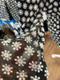 LuLu B Beachtime Pullover 1/4 Zip Mesh Under Arms Black White Flower Daisy 