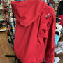 Sweatshirt Hooded Embroidery Cut Out Detail Full Zip Crimson Red