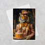 Tiger Whimsical Pink Suit Top Hat Greeting Card Blank Inside