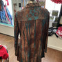 Kamana Button Up Shirt Cardigan Rich Brown Teal Blue