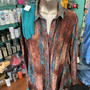 Kamana Button Up Shirt Cardigan Rich Brown Teal Blue