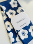Geometry Kitchen Hand Dish Tea Microfiber Towel Navy Blue White Flower