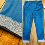 LuLu B Denim Rhinestone Cuff Capris