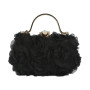 Rosette Purse Clutch Black Evening Bag 