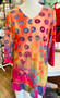 Kamana Tunic Top Burnout Orange Polka Dot