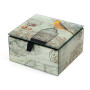 Keepsake Glass Box Yellow Bird  Birdcage Velvet Inside