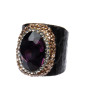Leather Purple Glass Rhinestone Ring