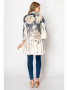 Faux Suede Cardigan Navy Floral Pleated