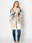 Faux Suede Cardigan Navy Floral Pleated