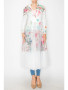 Cardigan Jacket Long White Roses w/ Mesh Tulle 