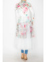 Cardigan Jacket Long White Roses w/ Mesh Tulle 