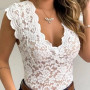 Sexy Lace Top Sleeveless Layering White