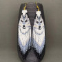 Grey Wolf Beaded Dangle Earrings Native 