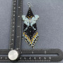Glass Bead Boho Butterfly Blue Black Earrings