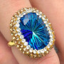 Cubic Zirconia Blue Adjustable Ring