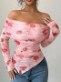 Arriving Soon Sexy Sheer Off Shoulder Cold Shoulder Pink Top
