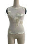 ARRIVING SOON Sheer Embellished Beige Tank Top